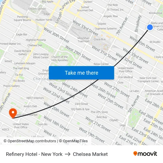 Refinery Hotel - New York to Chelsea Market map