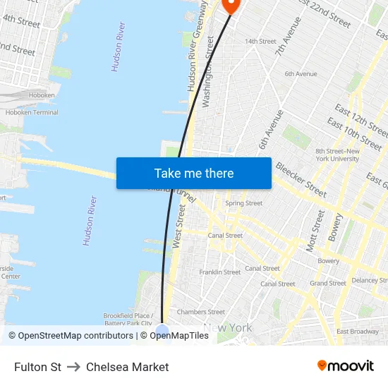 Fulton St to Chelsea Market map