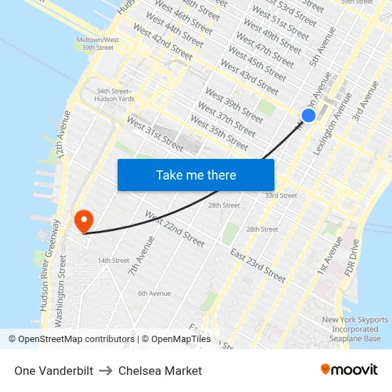 One Vanderbilt to Chelsea Market map