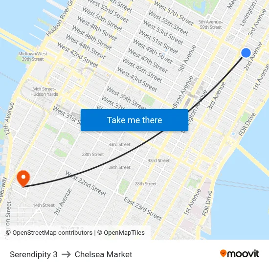 Serendipity 3 to Chelsea Market map