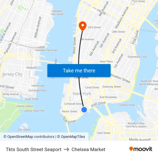 Tkts South Street Seaport to Chelsea Market map