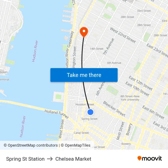 Spring St Station to Chelsea Market map