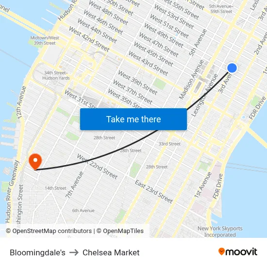 Bloomingdale's to Chelsea Market map
