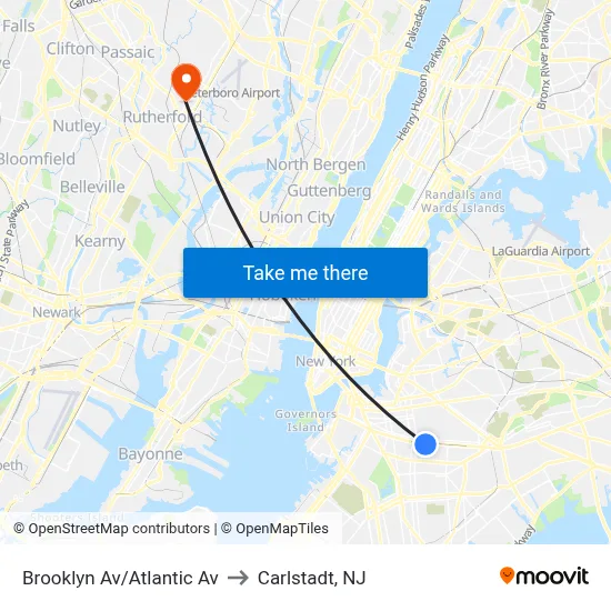 Brooklyn Av/Atlantic Av to Carlstadt, NJ map