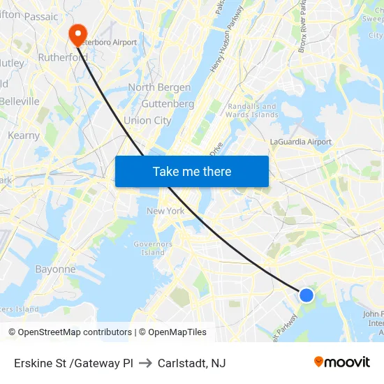 Erskine St /Gateway Pl to Carlstadt, NJ map
