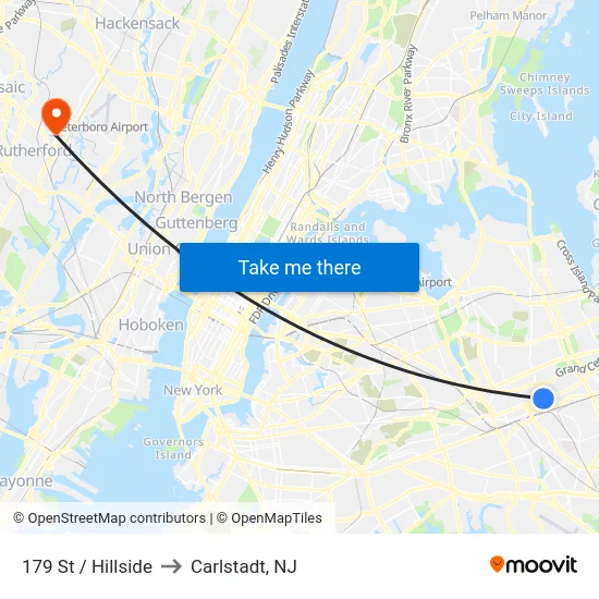 179 St / Hillside to Carlstadt, NJ map
