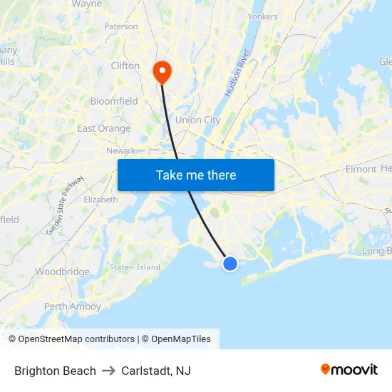 Brighton Beach to Carlstadt, NJ map