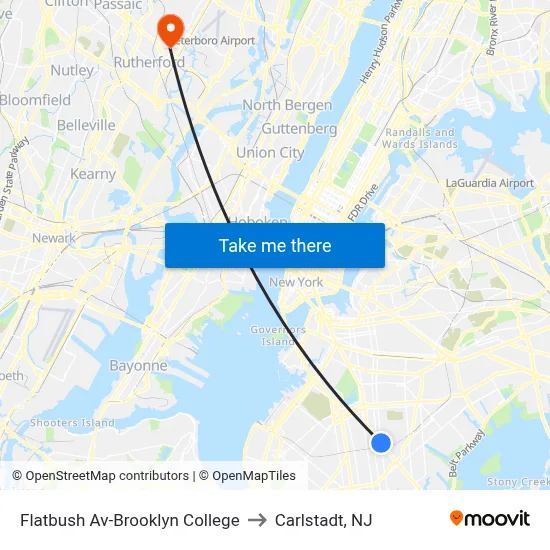 Flatbush Av-Brooklyn College to Carlstadt, NJ map