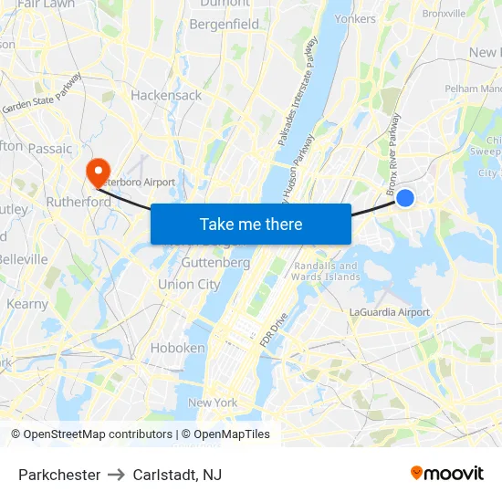 Parkchester to Carlstadt, NJ map