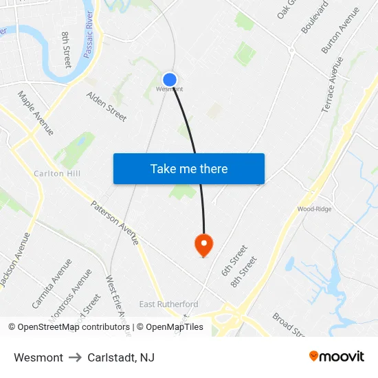 Wesmont to Carlstadt, NJ map
