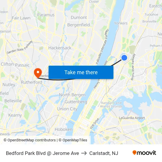 Bedford Park Blvd @ Jerome Ave to Carlstadt, NJ map
