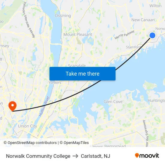 Norwalk Community College to Carlstadt, NJ map