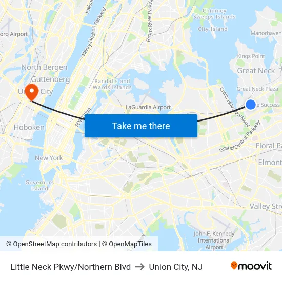 Little Neck Pkwy/Northern Blvd to Union City, NJ map