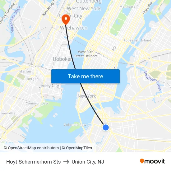 Hoyt-Schermerhorn Sts to Union City, NJ map