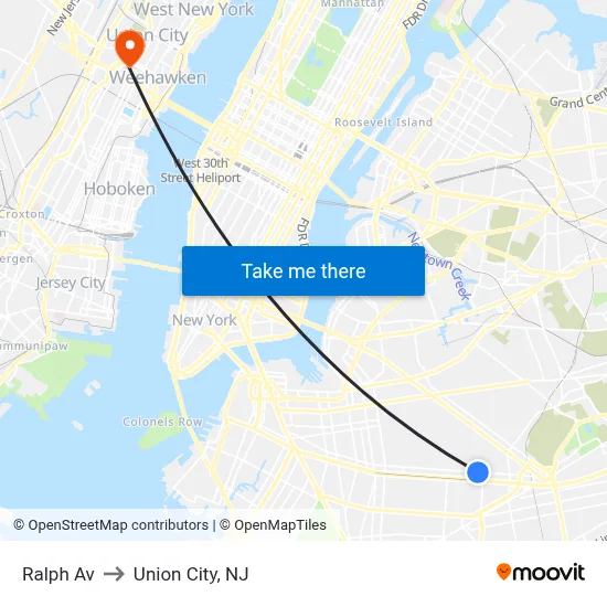 Ralph Av to Union City, NJ map