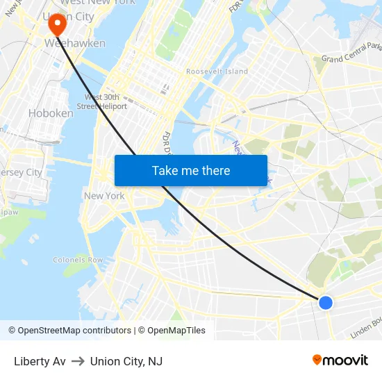 Liberty Av to Union City, NJ map