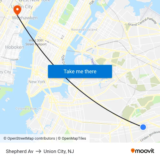 Shepherd Av to Union City, NJ map