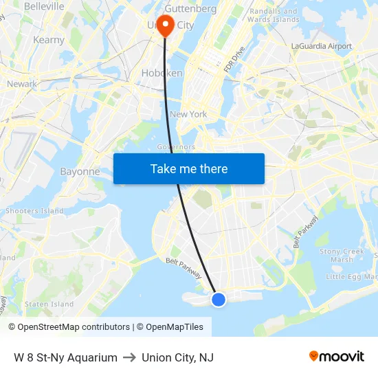 W 8 St-Ny Aquarium to Union City, NJ map