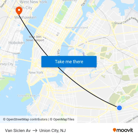 Van Siclen Av to Union City, NJ map