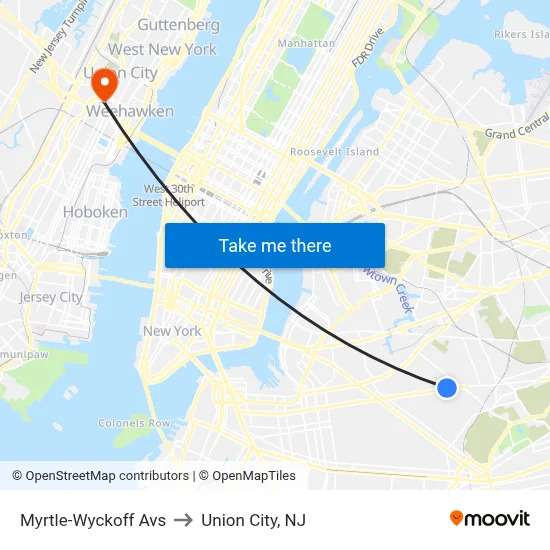 Myrtle-Wyckoff Avs to Union City, NJ map
