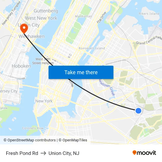 Fresh Pond Rd to Union City, NJ map