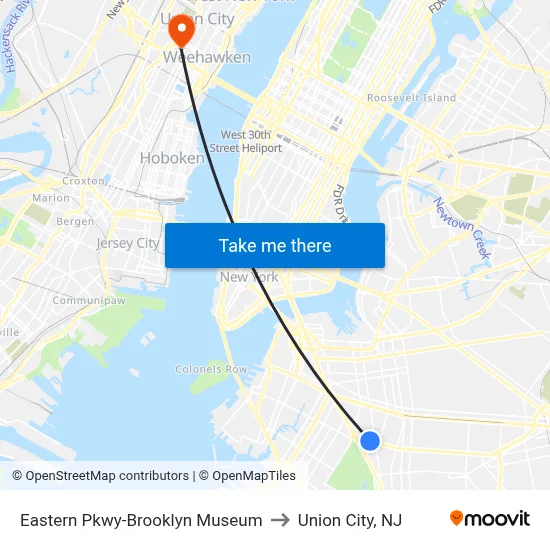 Eastern Pkwy-Brooklyn Museum to Union City, NJ map