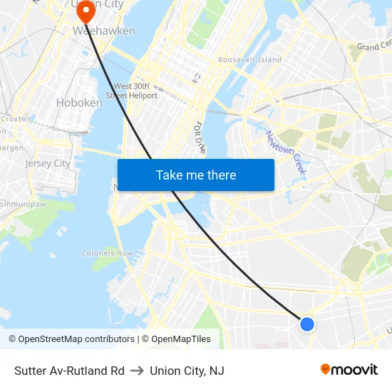 Sutter Av-Rutland Rd to Union City, NJ map