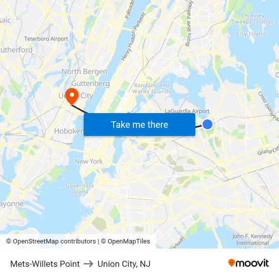 Mets-Willets Point to Union City, NJ map