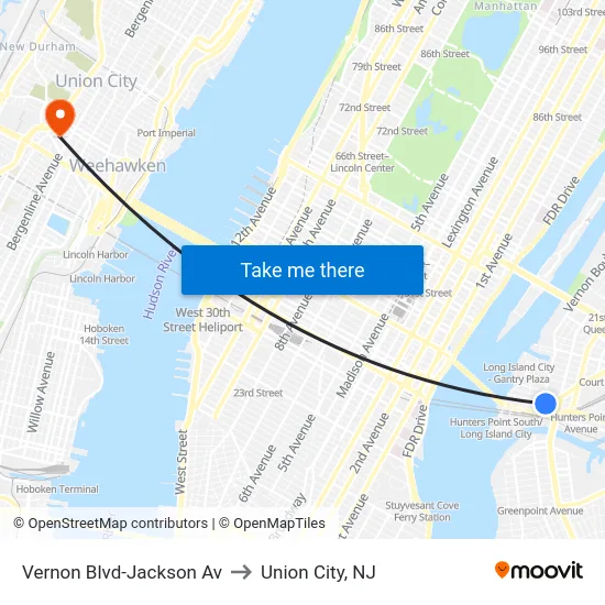 Vernon Blvd-Jackson Av to Union City, NJ map