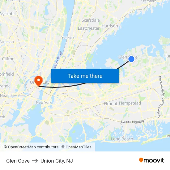 Glen Cove to Union City, NJ map