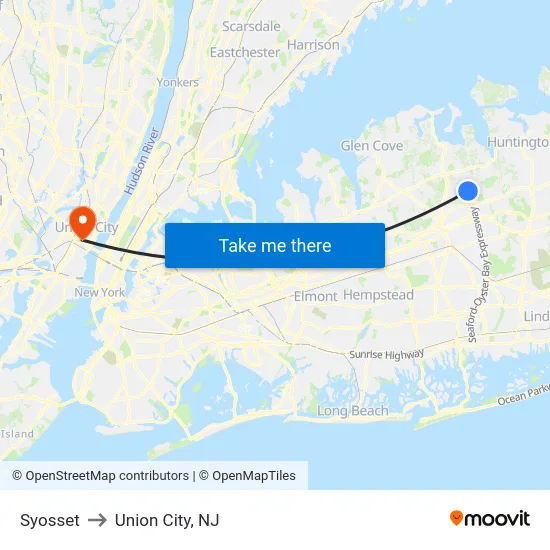 Syosset to Union City, NJ map