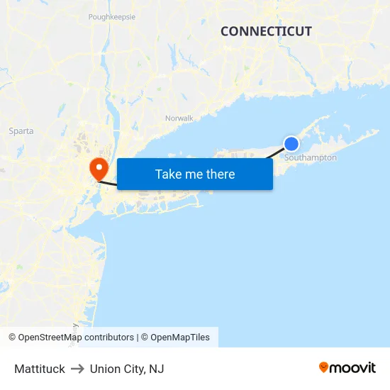 Mattituck to Union City, NJ map