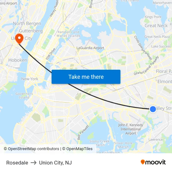 Rosedale to Union City, NJ map