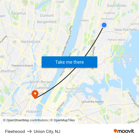 Fleetwood to Union City, NJ map