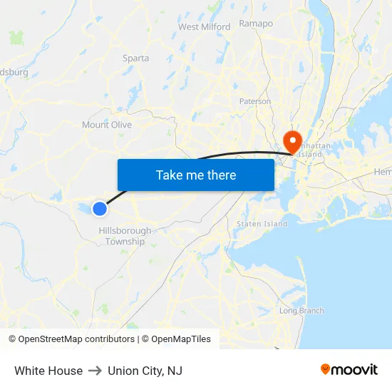White House to Union City, NJ map