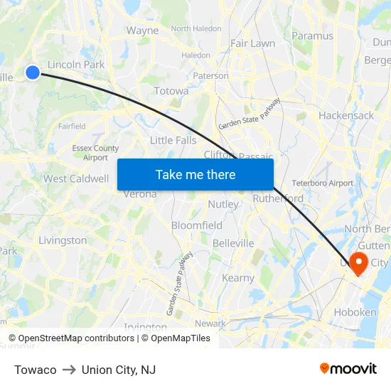 Towaco to Union City, NJ map