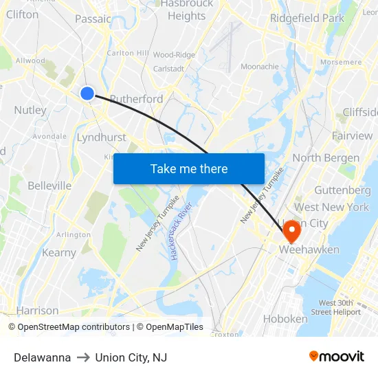 Delawanna to Union City, NJ map