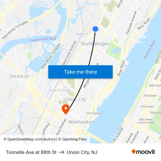 Tonnelle Ave at 88th St to Union City, NJ map