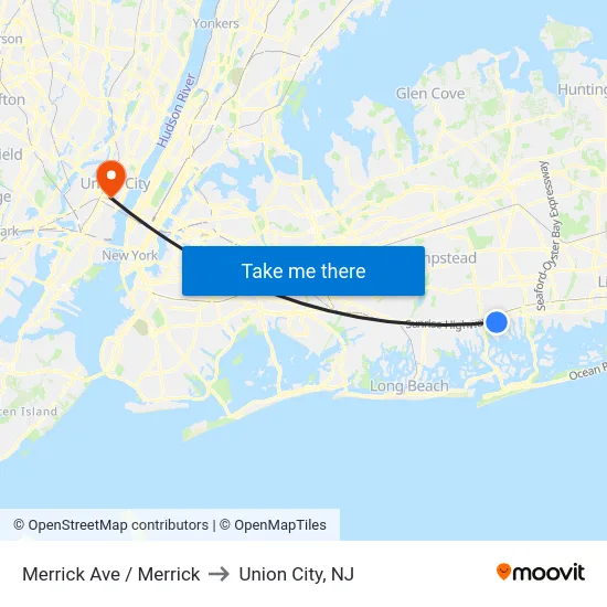 Merrick Ave / Merrick to Union City, NJ map