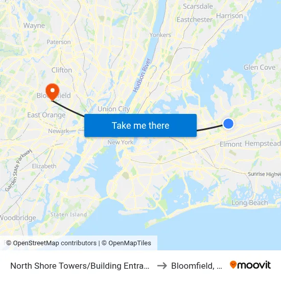 North Shore Towers/Building Entrance to Bloomfield, NJ map