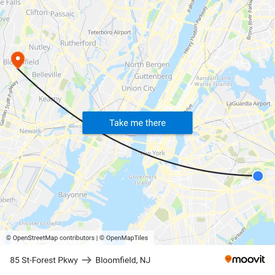 85 St-Forest Pkwy to Bloomfield, NJ map