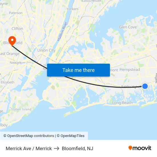 Merrick Ave / Merrick to Bloomfield, NJ map