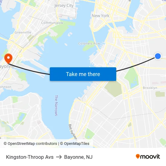 Kingston-Throop Avs to Bayonne, NJ map