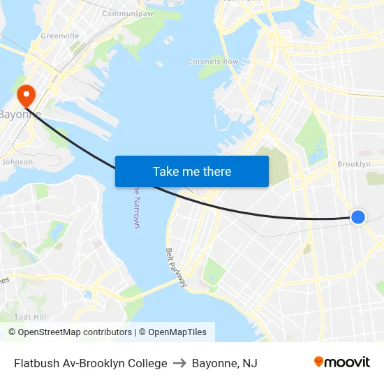 Flatbush Av-Brooklyn College to Bayonne, NJ map
