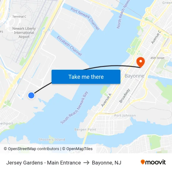 Jersey Gardens - Main Entrance to Bayonne, NJ map