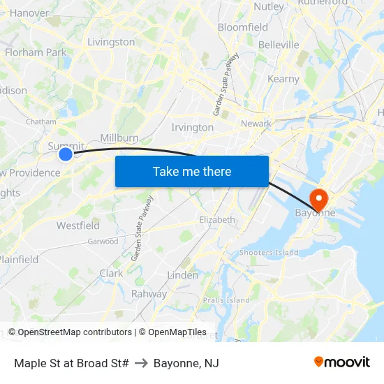 Maple St at Broad St# to Bayonne, NJ map