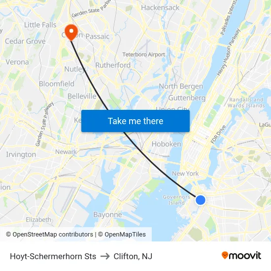 Hoyt-Schermerhorn Sts to Clifton, NJ map