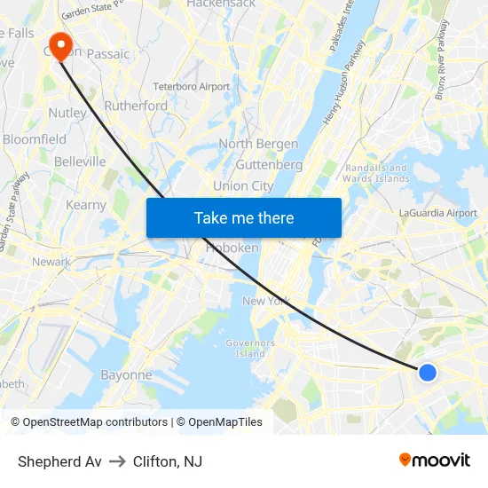Shepherd Av to Clifton, NJ map