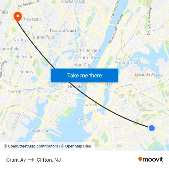 Grant Av to Clifton, NJ map