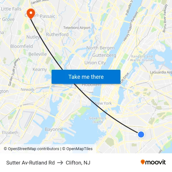 Sutter Av-Rutland Rd to Clifton, NJ map